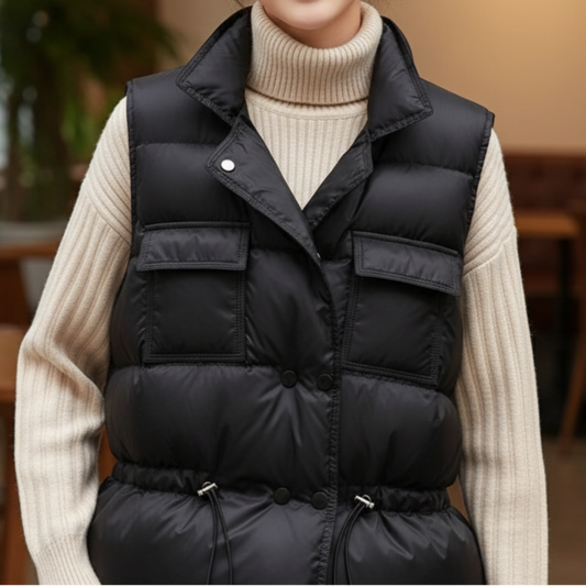 Elin Women’s Down Vest | Warm, lightweight, windproof black | The Lineage