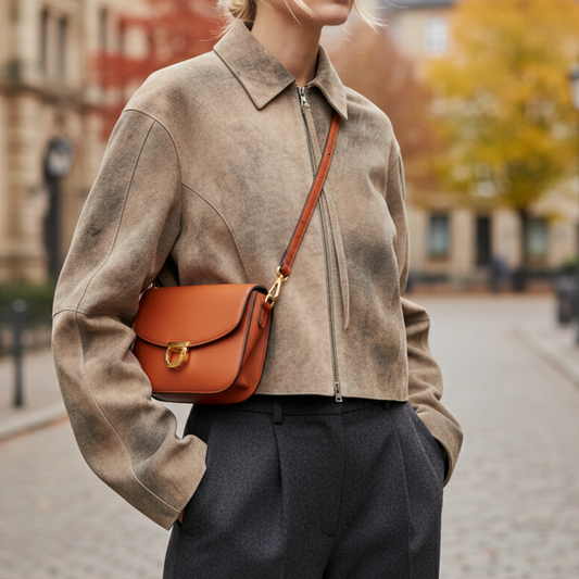 Evane Women’s Vintage Suede-Look Jacket | Long Sleeve, Lapel Collar | The Lineage