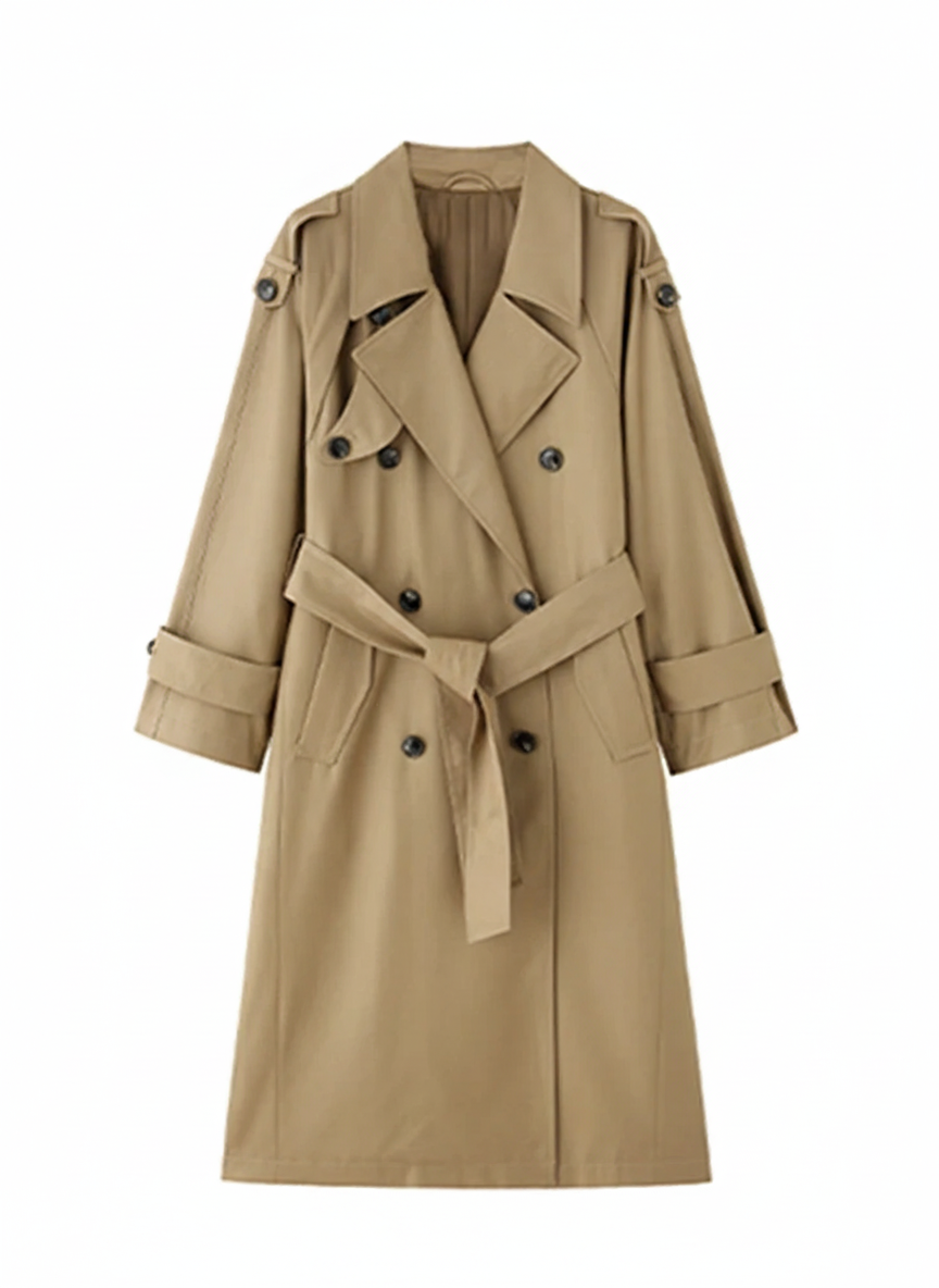 Isotta Women's Oversized Double-Breasted Trench Coat | Relaxed Fit, Raglan Sleeves | The Lineage