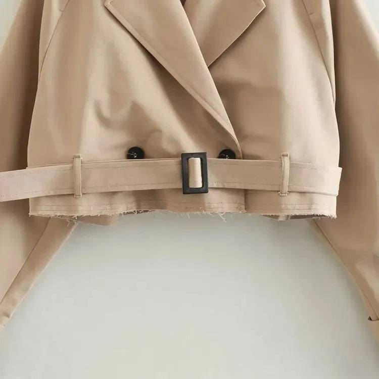 Juno Women's Cropped Trench Jacket | Short, Double-Breasted with Belt | The Lineage
