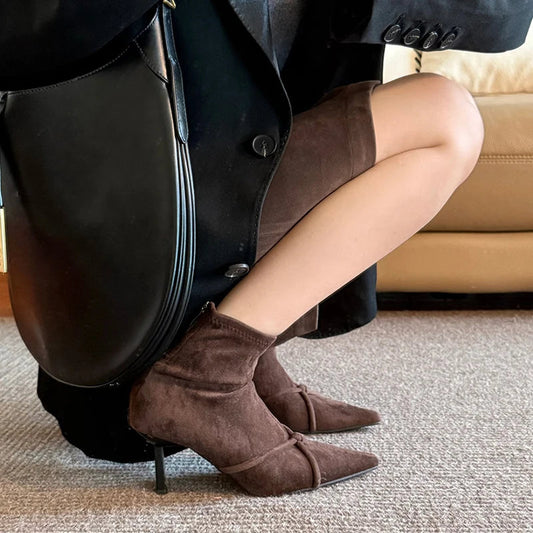 Lena Women’s High Heel Ankle Boots | Pointed Toe, Elastic Insert | The Lineage