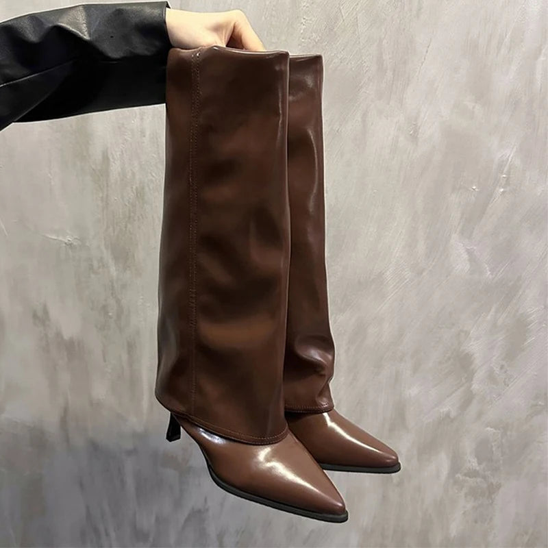 Terral Women’s Knee-High Boots with Pointed Heel | Elegant, Feminine Silhouette | The Lineage