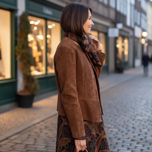 Veral Women’s Casual Coat | Single-Breasted, Round Neckline | The Lineage