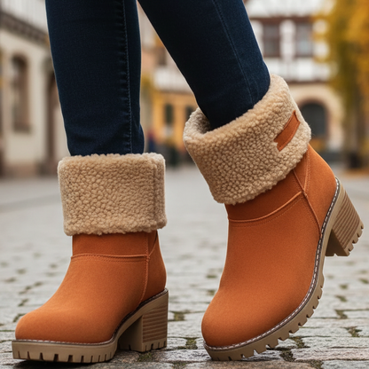 Arlina Women’s Winter Boots Leather Look, Lined | Non-Slip, Fleece Lining orange | The Lineage