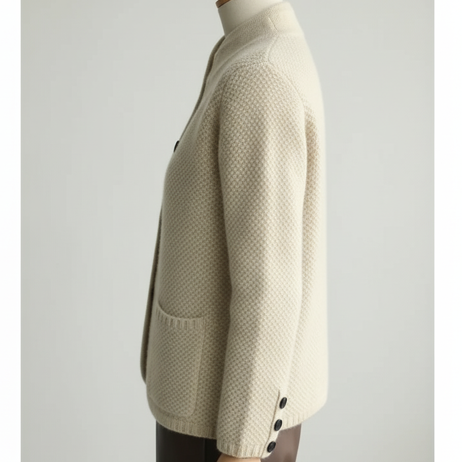 Auren Women’s Winter Cardigan with Stand-Up Collar | Loose Knit | The Lineage