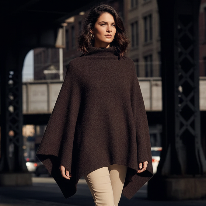 Avyra Women’s Modern-Cut Cape | Loose, Comfortable Fit brown | The Lineage