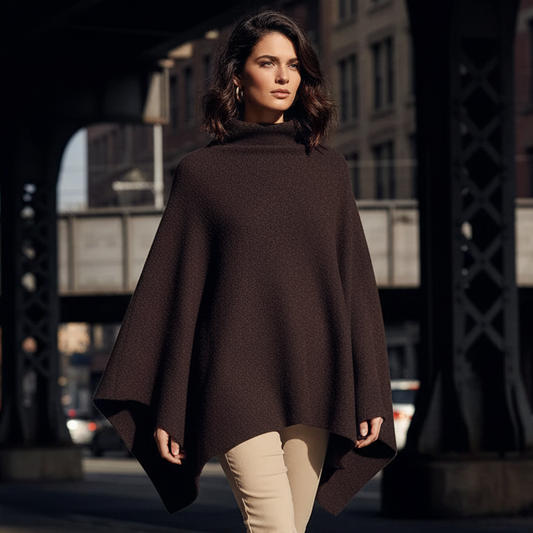 Avyra Women’s Modern-Cut Cape | Loose, Comfortable Fit brown | The Lineage