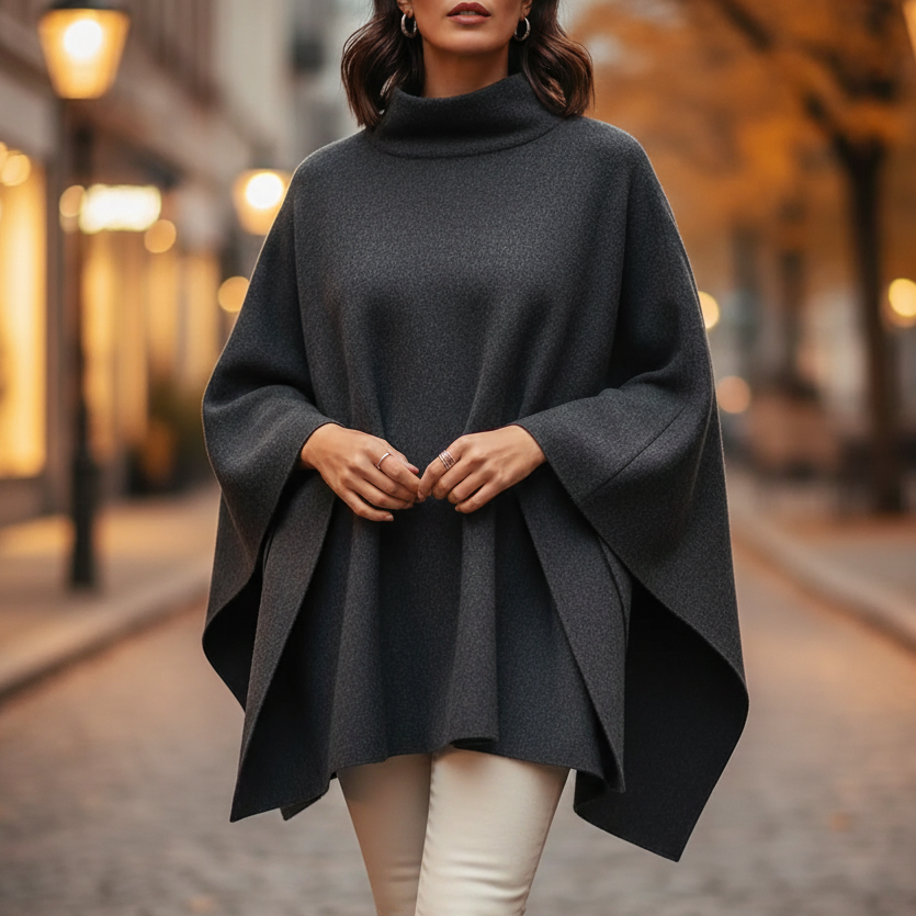 Avyra Women’s Modern-Cut Cape | Loose, Comfortable Fit black | The Lineage