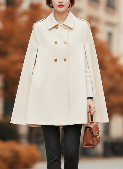 Celvra Women’s Cape Coat | Soft Feel, Loose Fit white | The Lineage