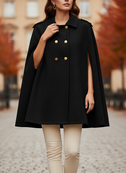 Celvra Women’s Cape Coat | Soft Feel, Loose Fit black | The Lineage