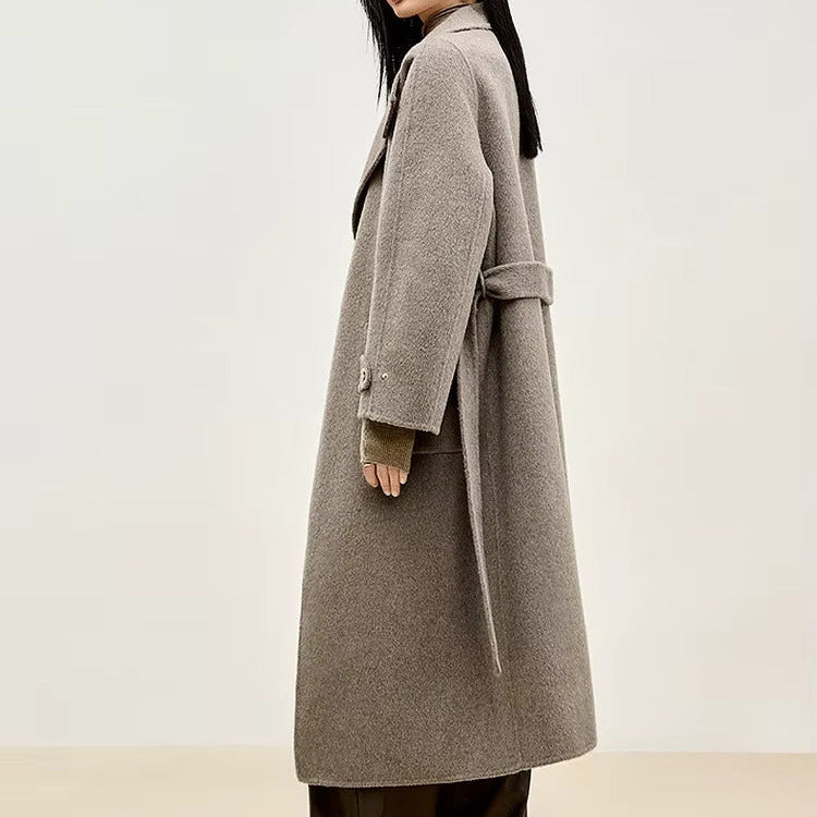 Ciora Women’s Long Coat | Stand-Up Collar, Belted | The Lineage