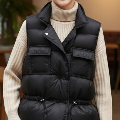 Elin Women’s Down Vest | Warm, lightweight, windproof black | The Lineage