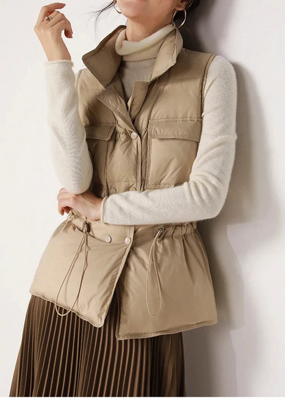 Elin Women’s Down Vest | Warm, lightweight, windproof khaki | The Lineage
