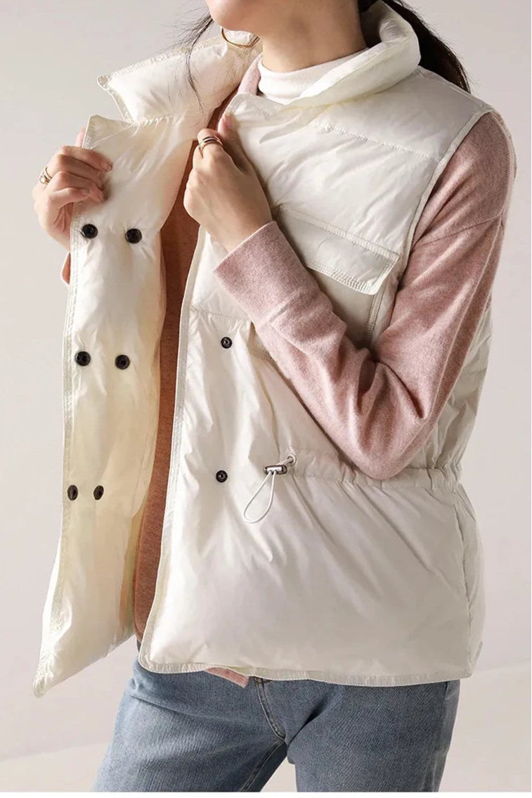 Elin Women’s Down Vest | Warm, lightweight, windproof white | The Lineage