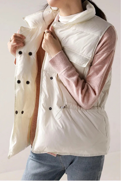 Elin Women’s Down Vest | Warm, lightweight, windproof white | The Lineage