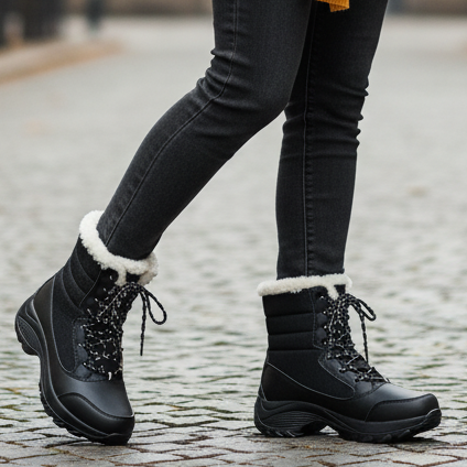 Elivra Women’s Snow Boots | Waterproof, Lined, Non-Slip, Warm All black | The Lineage