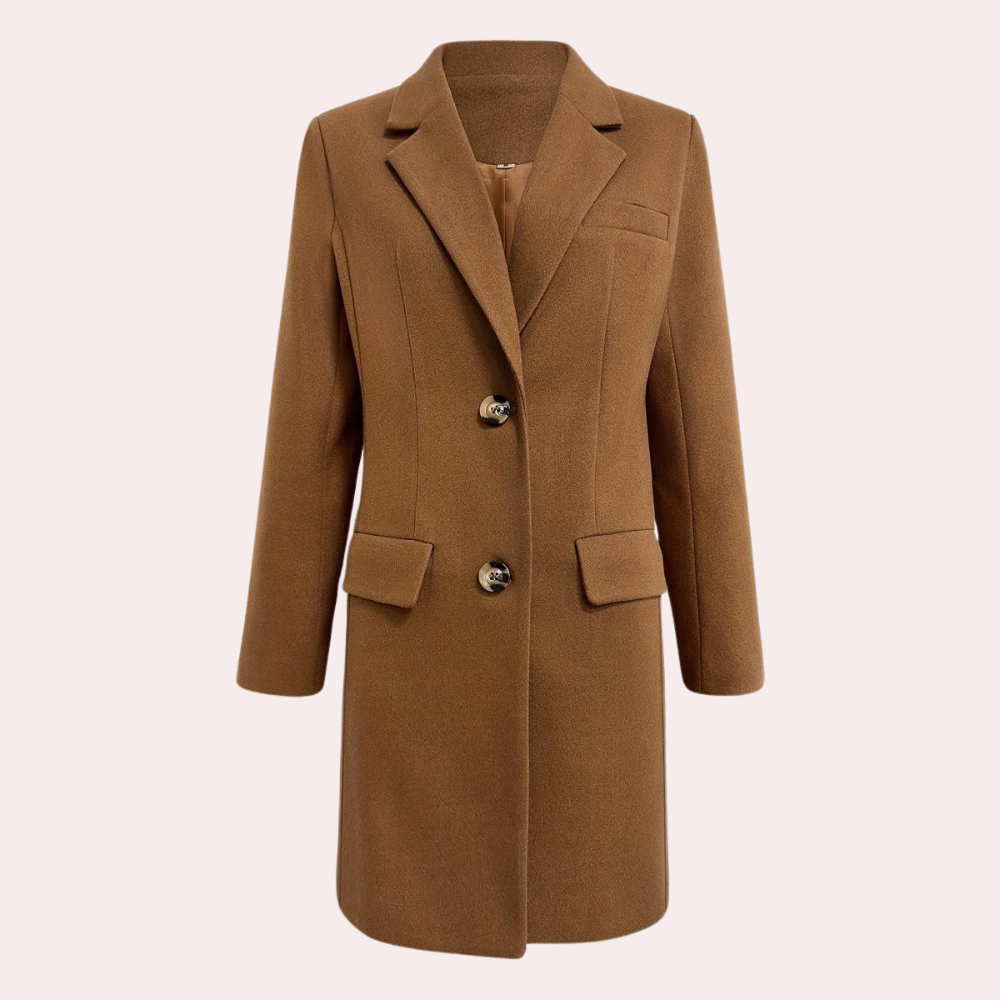 Elvyn Women’s Single-Breasted Coat | Knit Look, Straight Cut | The Lineage
