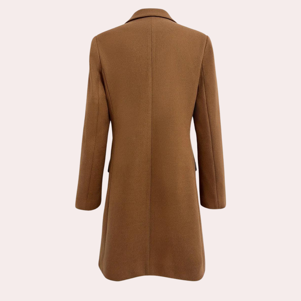 Elvyn Women’s Single-Breasted Coat | Knit Look, Straight Cut | The Lineage