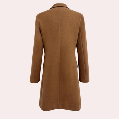 Elvyn Women’s Single-Breasted Coat | Knit Look, Straight Cut | The Lineage