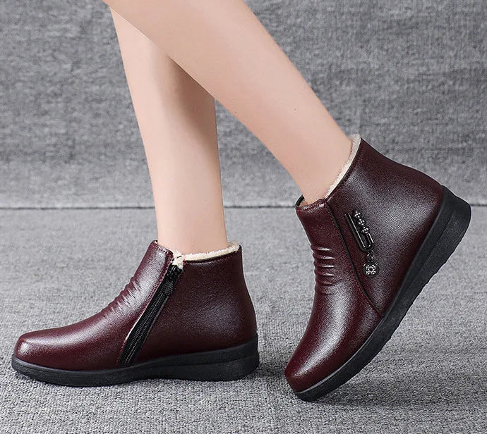 Fayn Women’s Waterproof Winter Boots in PU Leather | Warm, Non-Slip, Soft Fur Lining | The Lineage