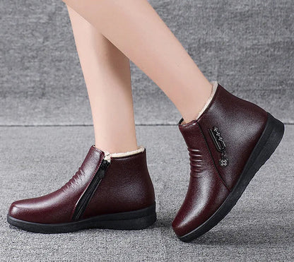 Fayn Women’s Waterproof Winter Boots in PU Leather | Warm, Non-Slip, Soft Fur Lining | The Lineage