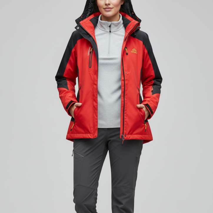 Lenn Women’s Waterproof Outdoor Hiking Jacket | Windproof, Hood red | The Lineage