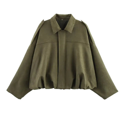 Lira Women’s Bomber Jacket with Lapel Collar | Loose Fit, Shoulder-Emphasising | The Lineage