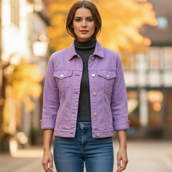 Lirane Women's Short Cropped Jacket | Lightweight, colorful purple | The Lineage