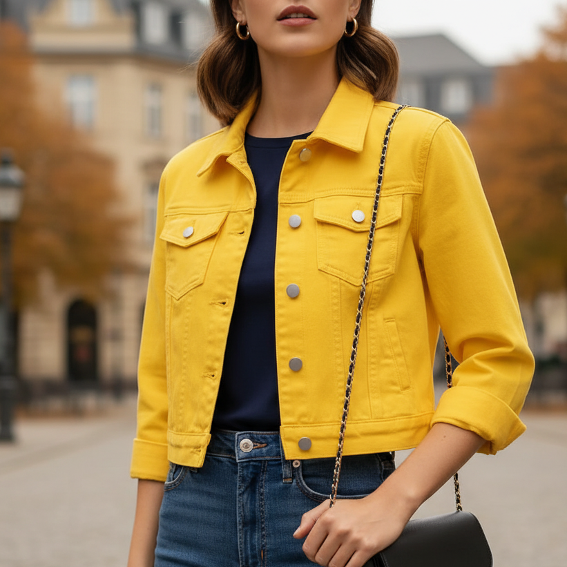 Lirane Women's Short Cropped Jacket | Lightweight, colorful yellow | The Lineage