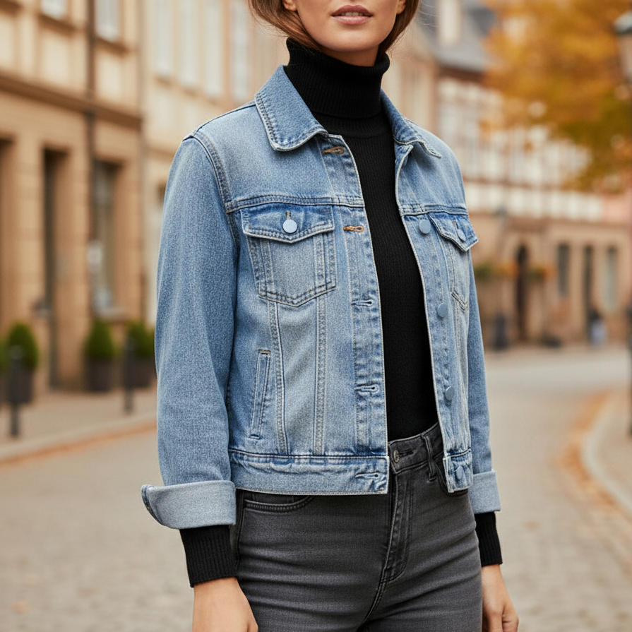 Lirane Women's Short Cropped Jacket | Lightweight, colorful light blue | The Lineage