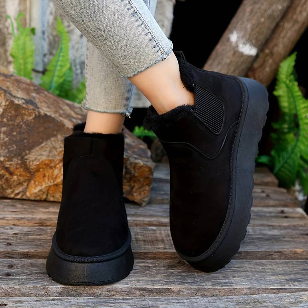 Liven Women’s Chelsea Ankle Boots Winter Suede Look | Warm, Plush-Lined black | The Lineage