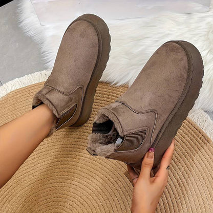 Liven Women’s Chelsea Ankle Boots Winter Suede Look | Warm, Plush-Lined brown | The Lineage