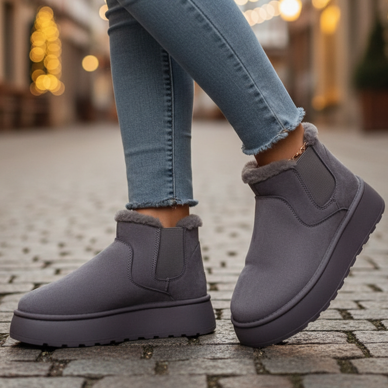 Liven Women’s Chelsea Ankle Boots Winter Suede Look | Warm, Plush-Lined grey | The Lineage