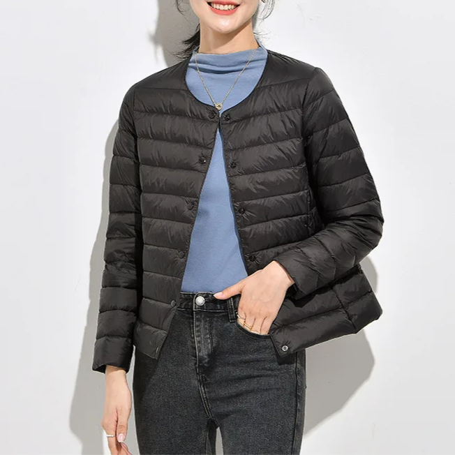 Luma Women’s Lightweight Down Jacket | Warm, Slim Fit, Packable black | The Lineage