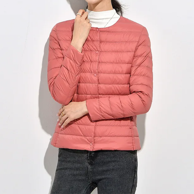 Luma Women’s Lightweight Down Jacket | Warm, Slim Fit, Packable rose red | The Lineage