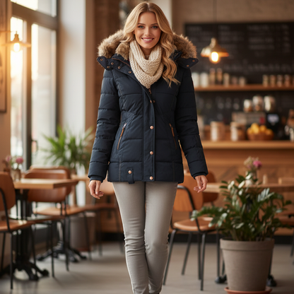 Luniva Women’s Winter Coat Lined and Windproof | Warm, Hooded blue | The Lineage