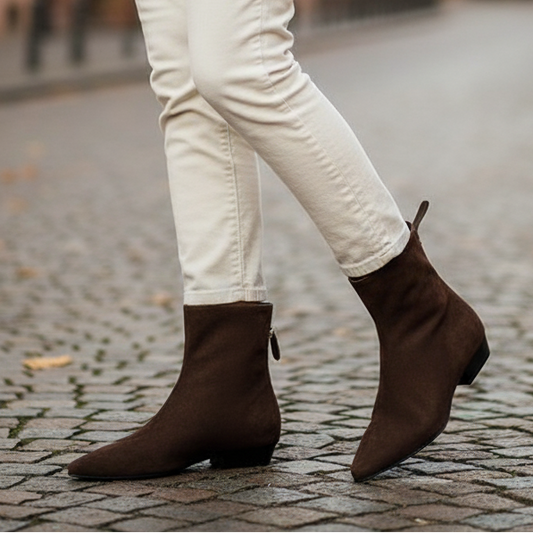 Neli Women's Lined Winter Ankle Boots | Warm, soft, square toe brown | The Lineage