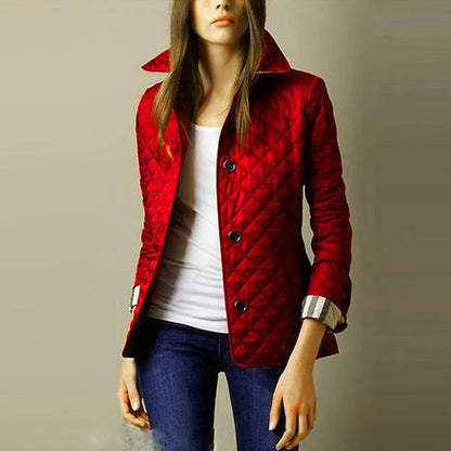 Nivora Women’s Casual Winter Coat | Lapel Collar, Pockets red | The Lineage