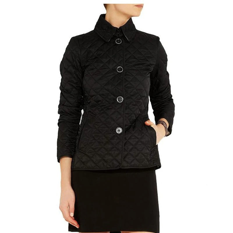 Nivora Women’s Casual Winter Coat | Lapel Collar, Pockets black | The Lineage