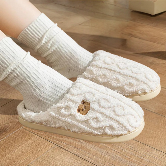 Nuvia Women’s Winter Slippers in Plush | Warm, Thick Sole white | The Lineage