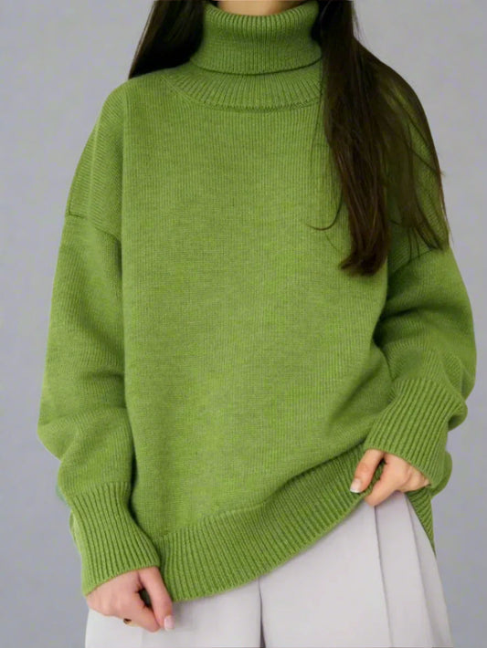 Pia Women's Knitted Turtleneck Jumper | Oversized, Warm, Cosy light green | The Lineage