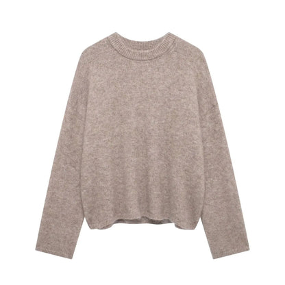 Ria Women’s Fluffy Knit Jumper | Loose Fit, O-Neck, Long Sleeves | The Lineage