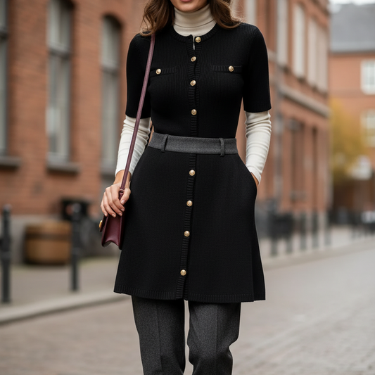 Sarina Women's Ribbed Knit Midi Dress | Figure-Hugging, High Waist black | The Lineage