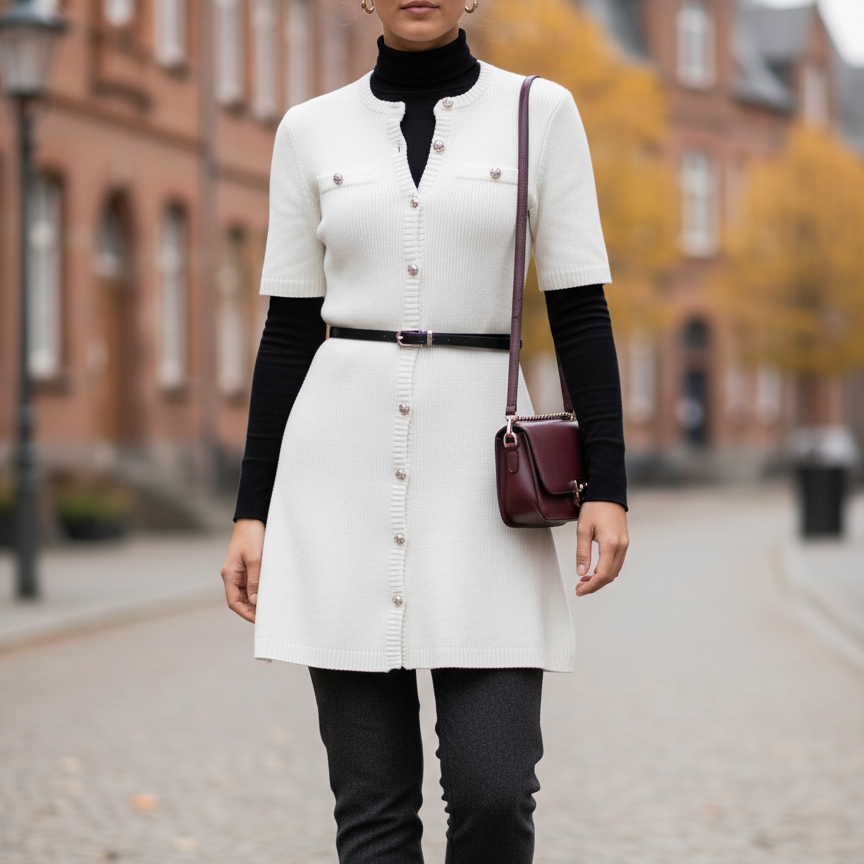 Sarina Women's Ribbed Knit Midi Dress | Figure-Hugging, High Waist white | The Lineage