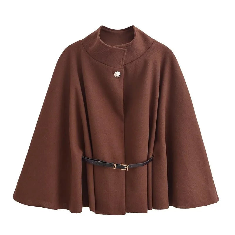 Seriva Women’s Winter Cape with Belt | Batwing Sleeves, Warm & Elegant | The Lineage