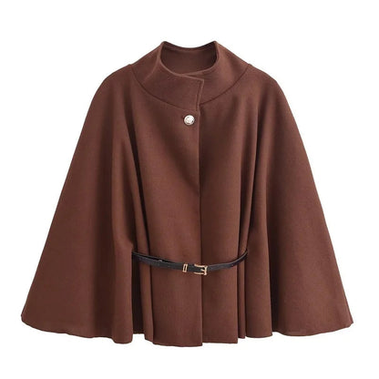 Seriva Women’s Winter Cape with Belt | Batwing Sleeves, Warm & Elegant | The Lineage