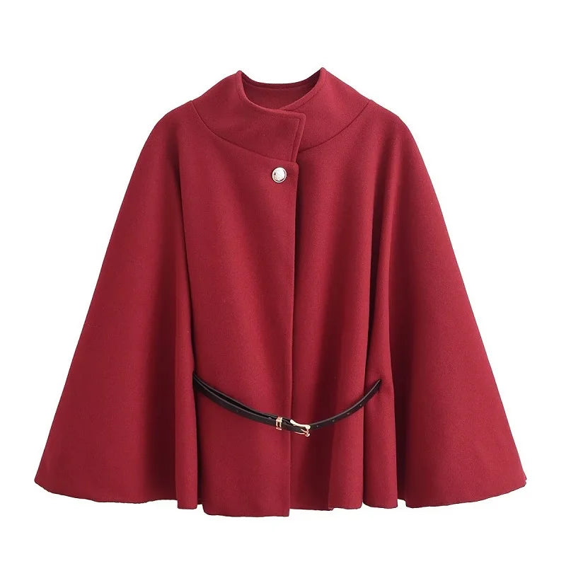 Seriva Women’s Winter Cape with Belt | Batwing Sleeves, Warm & Elegant | The Lineage