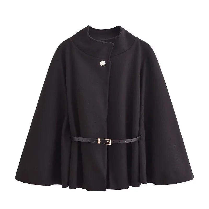 Seriva Women’s Winter Cape with Belt | Batwing Sleeves, Warm & Elegant | The Lineage