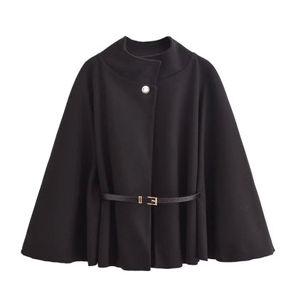 Seriva Women’s Winter Cape with Belt | Batwing Sleeves, Warm & Elegant | The Lineage