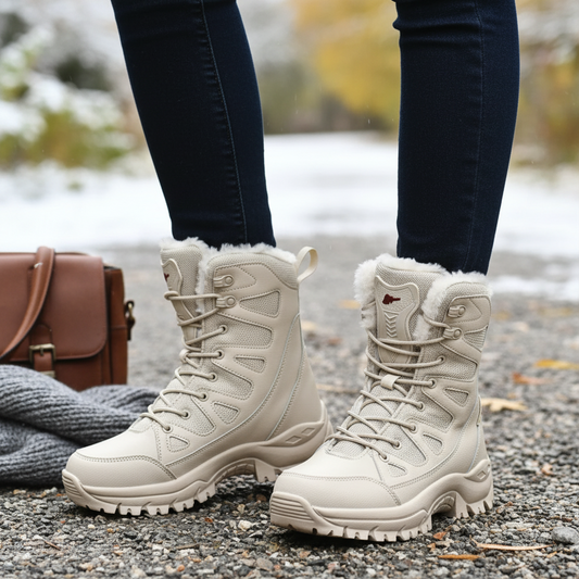 Soria Women’s Trekking Boots | Waterproof, High Shaft, Outdoor Winter Use beige(fur) | The Lineage